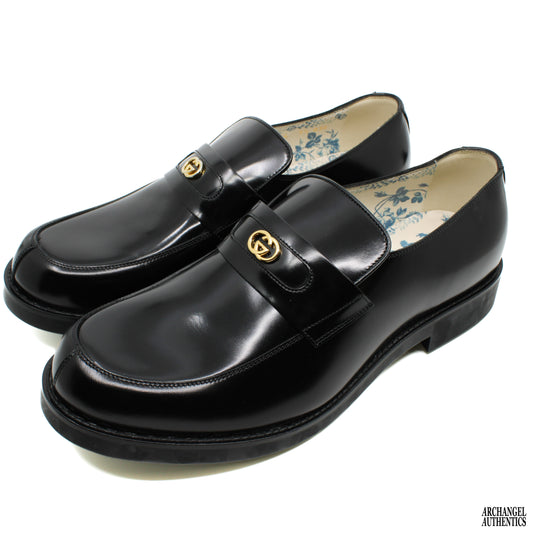 Gucci Moccasin Leather Loafer Interlocking Logo