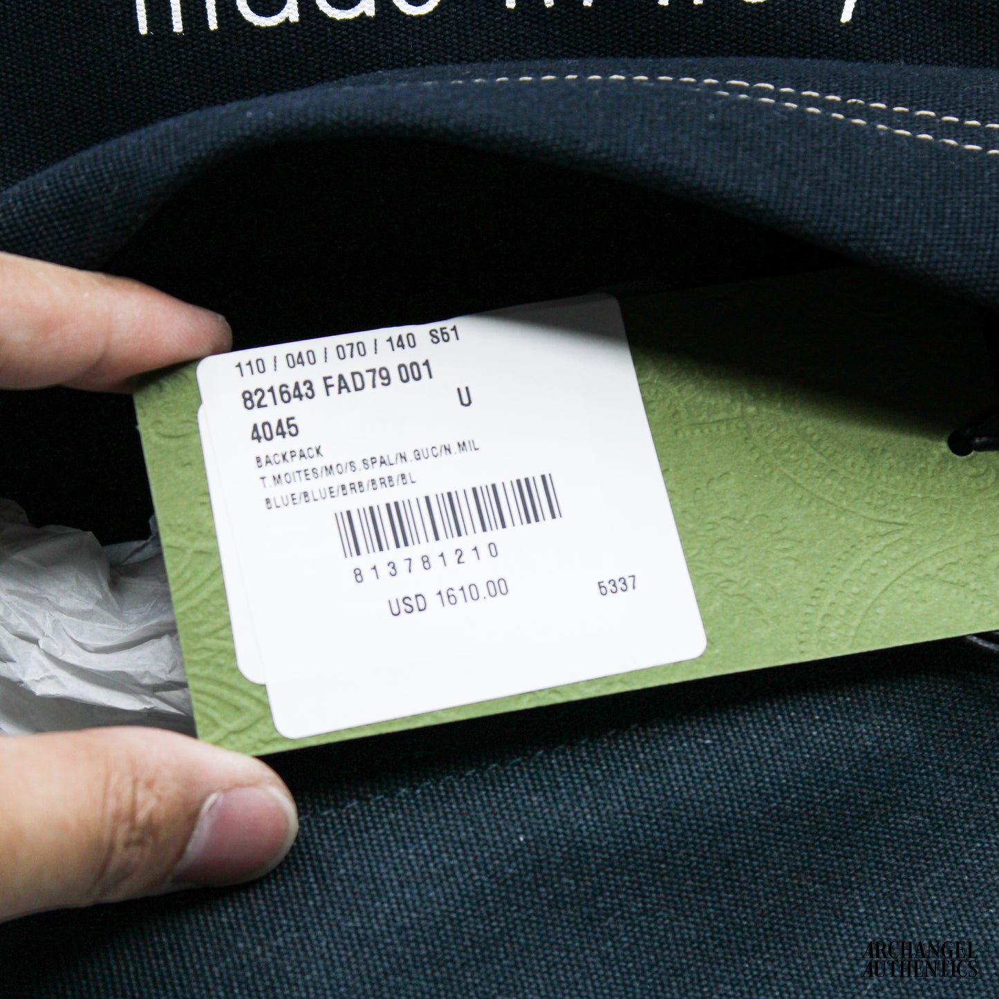 Gucci Navy Blue Canvas Large Backpack | 821643 FAD79 4045 | Retail: $2,300