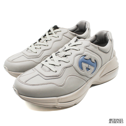 Gucci Rhyton Interlocking G Dusty Grey Aqua Blue