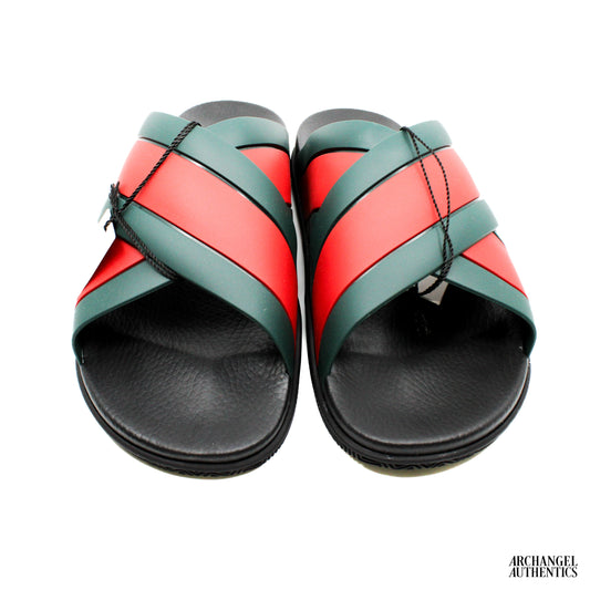 Gucci Rubber Slide Green Red Women's