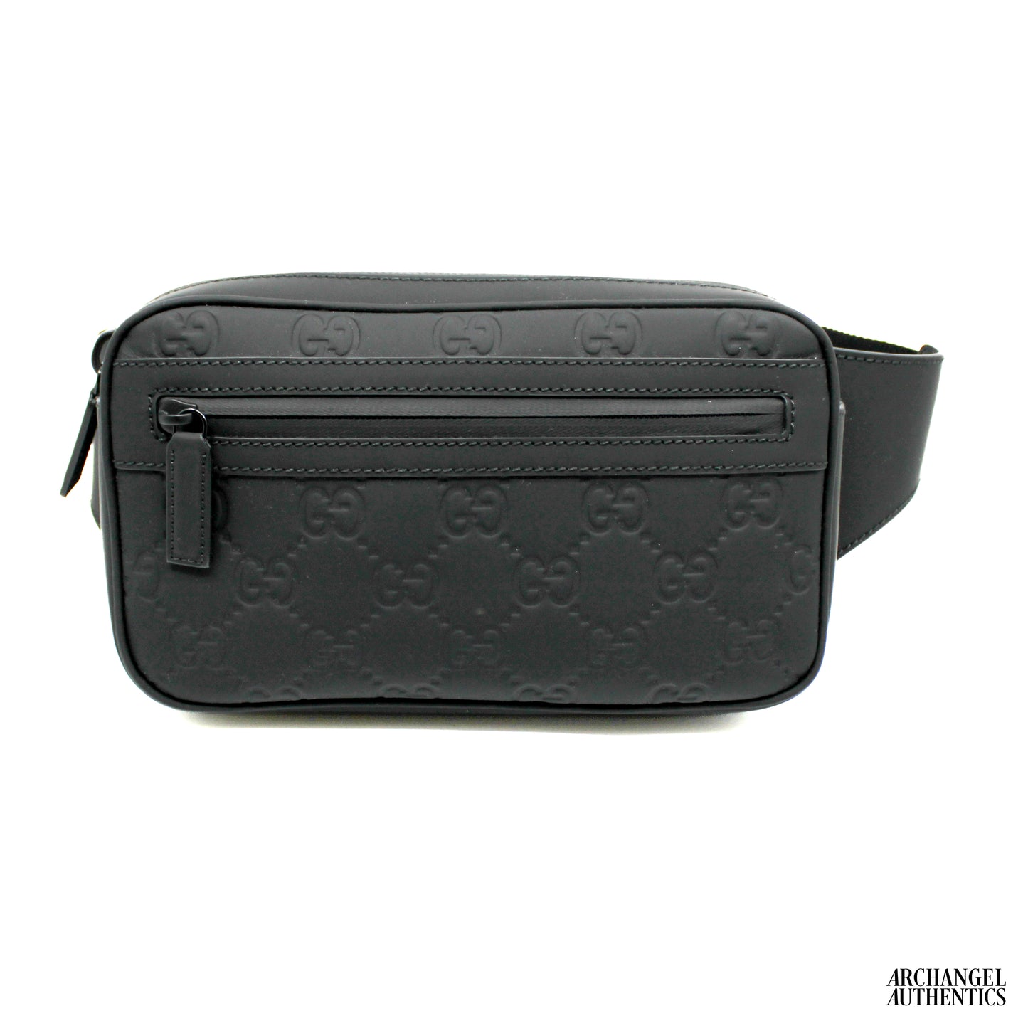 Gucci Small Black Rubber-Effect Leather Belt Bag | Retail $1,600