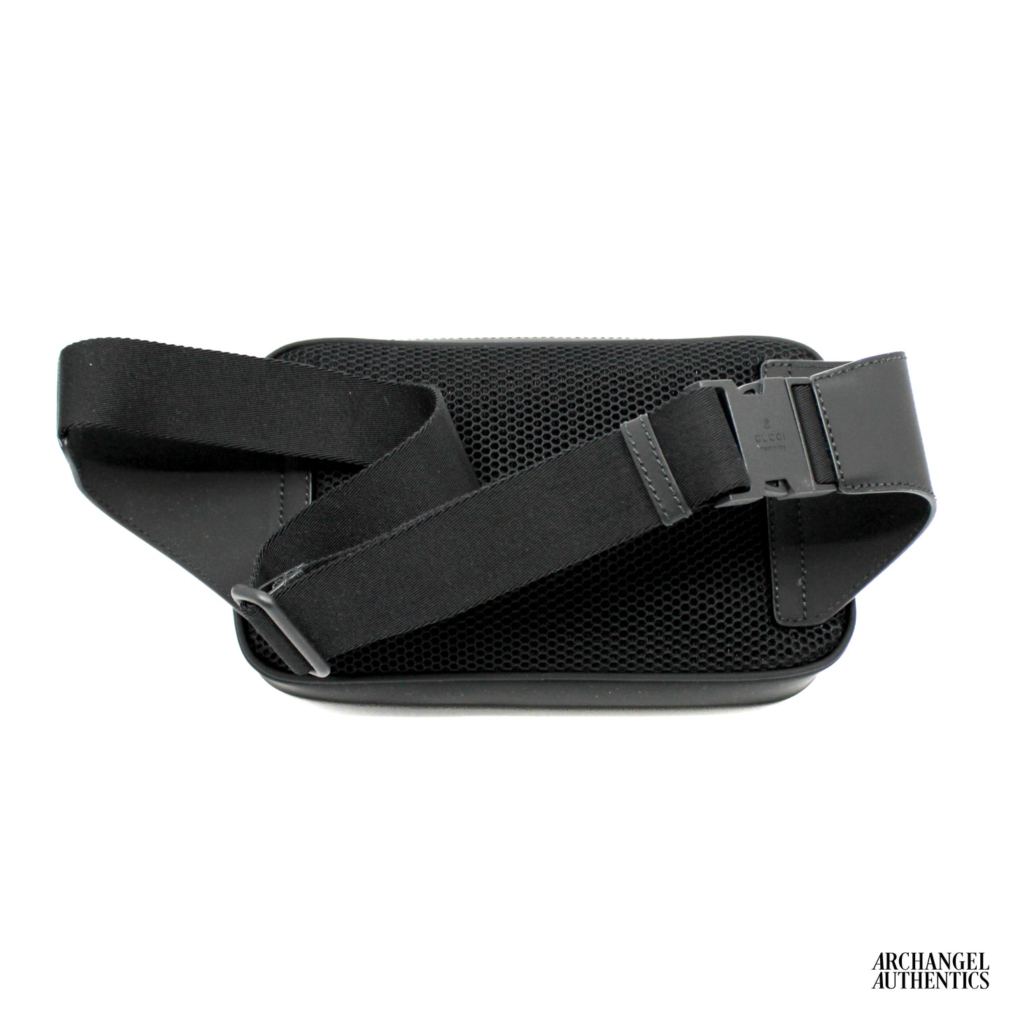 Gucci Small Black Rubber-Effect Leather Belt Bag | Retail $1,600