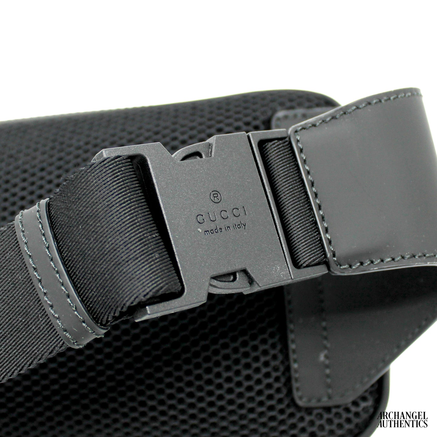 Gucci Small Black Rubber-Effect Leather Belt Bag | Retail $1,600