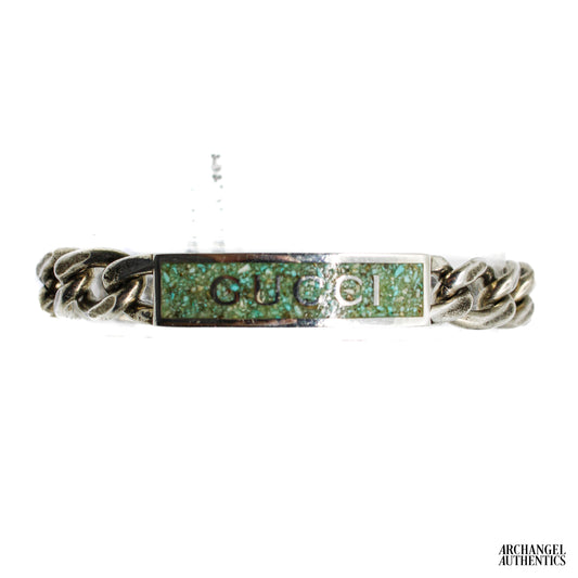 Gucci Sterling Silver Curb Link Tag Bracelet w/ Enamel | 678712 J8410 9071