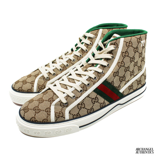 Gucci Tennis 1977 Canvas High Top Beige GG Print