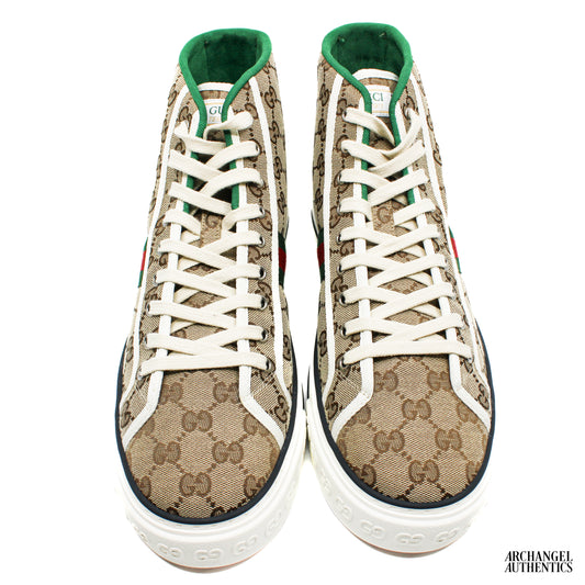 Gucci Tennis 1977 Canvas High Top Beige GG Print