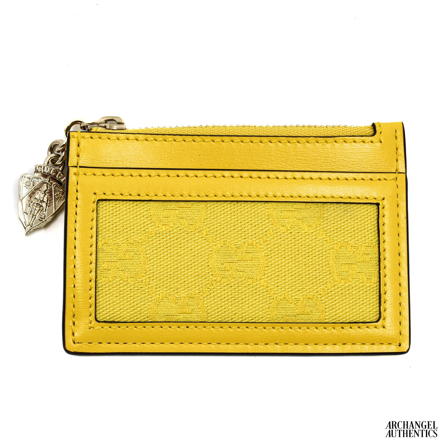 Gucci Zipper Card Holder Canvas GG Yellow | 790033 FADHY 8563