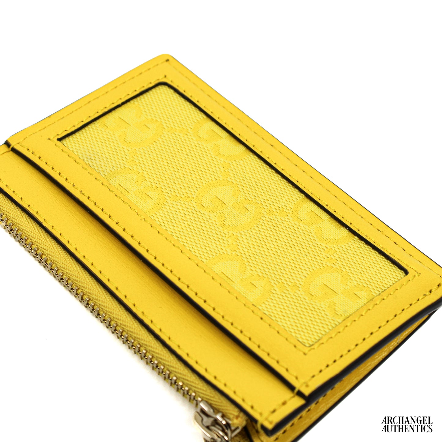 Gucci Zipper Card Holder Canvas GG Yellow | 790033 FADHY 8563