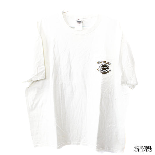 Harley Davidson Gruene New Braunfels Texas 110th Anniversary Pocket T-Shirt White