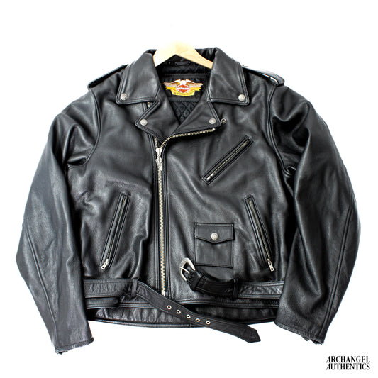 Harley Davidson Leather Bikers Jacket Embossed Eagle Black Black