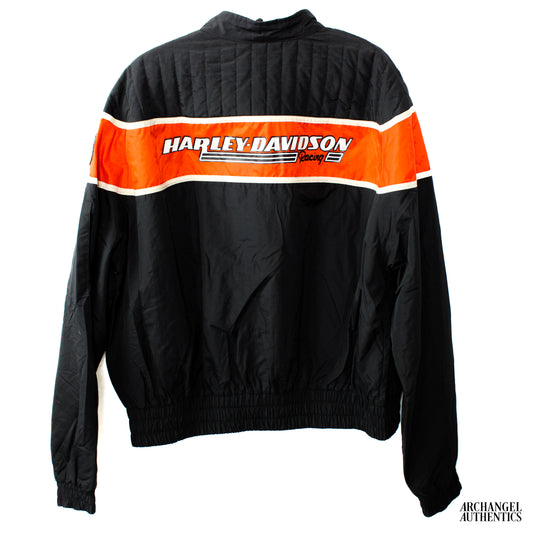 Harley Davidson Racing Vintage 1990s Made in USA Zip-Up Nylon Jacket