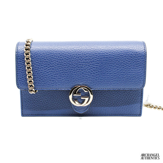 Gucci Interlocking GG Wallet On Chain (18 Card Slot) Blue