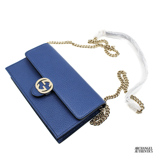 Gucci Interlocking GG Wallet On Chain (18 Card Slot) Blue