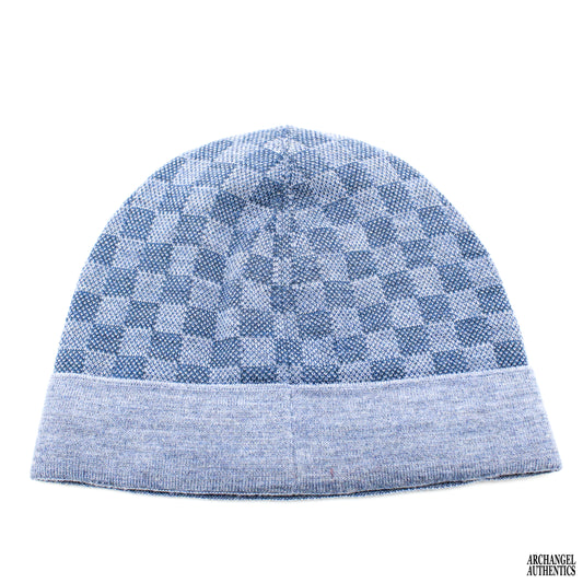 LOUIS VUITTON Wool Petit Damier Hat NM Light Blue 999310