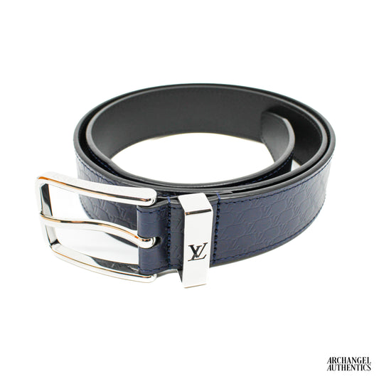 Louis Vuitton Pont Neuf 35mm Belt Leather Navy | M8929U | Size 90