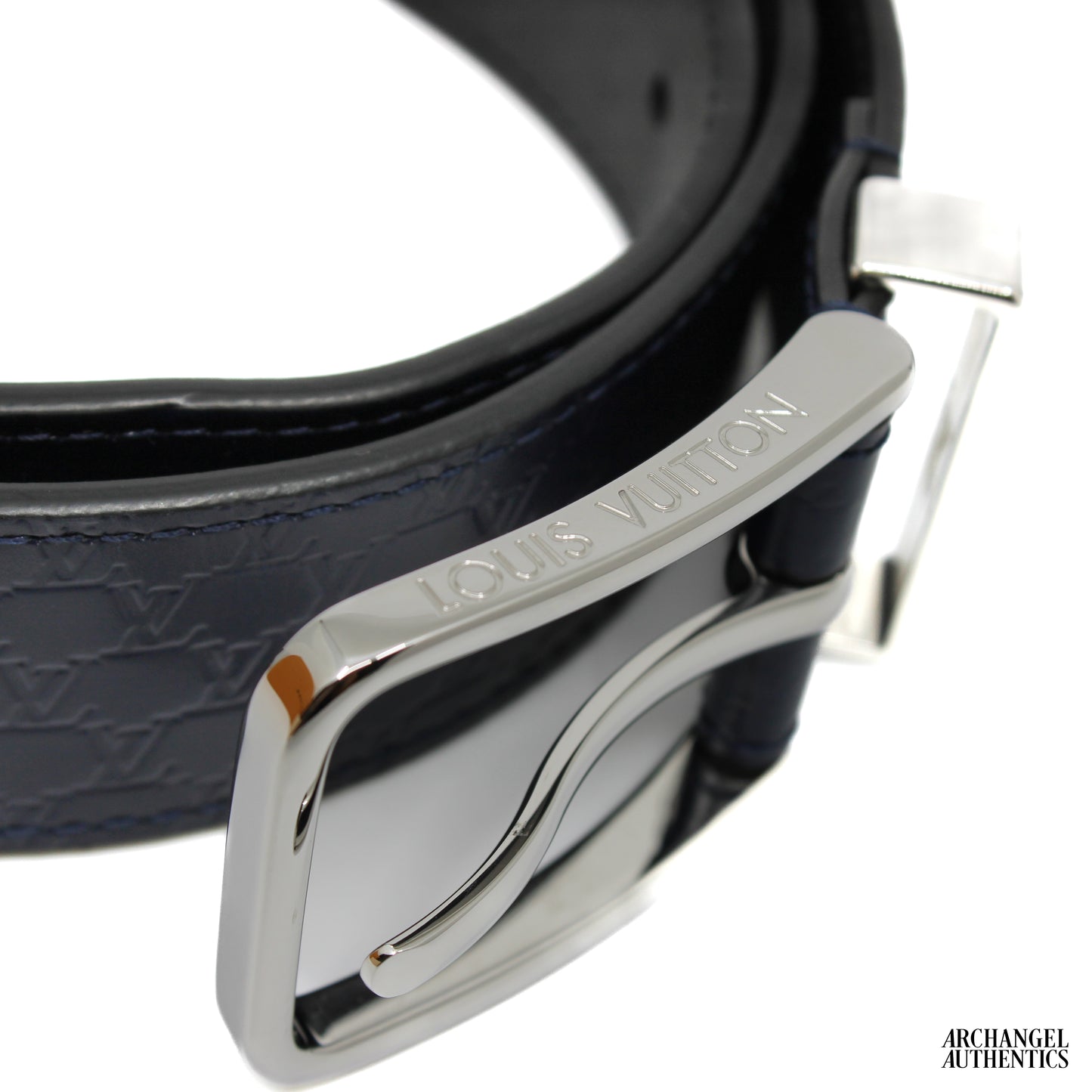 Louis Vuitton Pont Neuf 35mm Belt Leather Navy | M8929U | Size 90