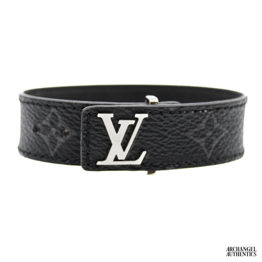 Louis Vuitton Slim Bracelet Monogram Eclipse Spain 2021 Retail $340 Black/Grey