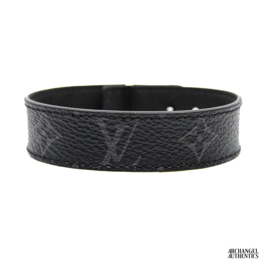 Louis Vuitton Slim Bracelet Monogram Eclipse Spain 2021 Retail $340 Black/Grey