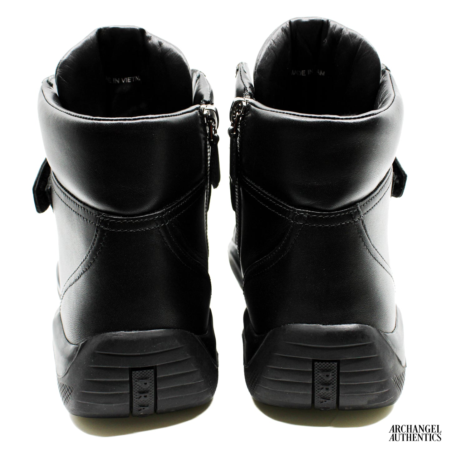 Prada Men's Black Leather Ankle Boot Sneaker Calzature Uomo
