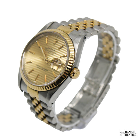 Rolex Datejust 36 Two-Tone | C. 1993 | Box & Papers | Ref. 16233 | Champagne Tapestry Dial