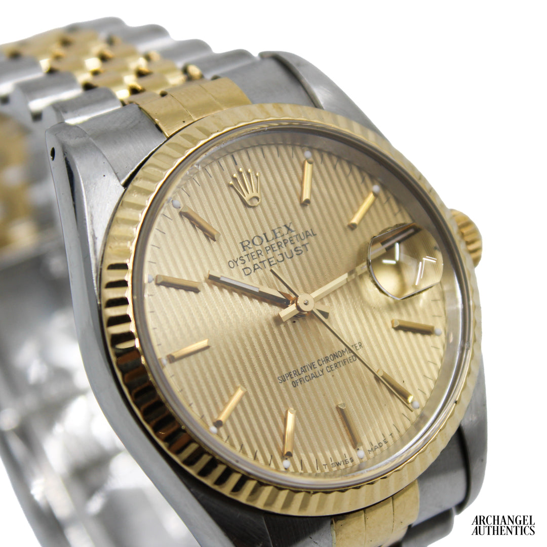 Rolex Datejust 36 Two-Tone | C. 1993 | Box & Papers | Ref. 16233 | Champagne Tapestry Dial