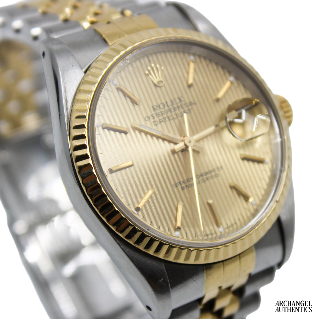 Rolex Datejust 36 Two-Tone | C. 1993 | Box & Papers | Ref. 16233 | Champagne Tapestry Dial