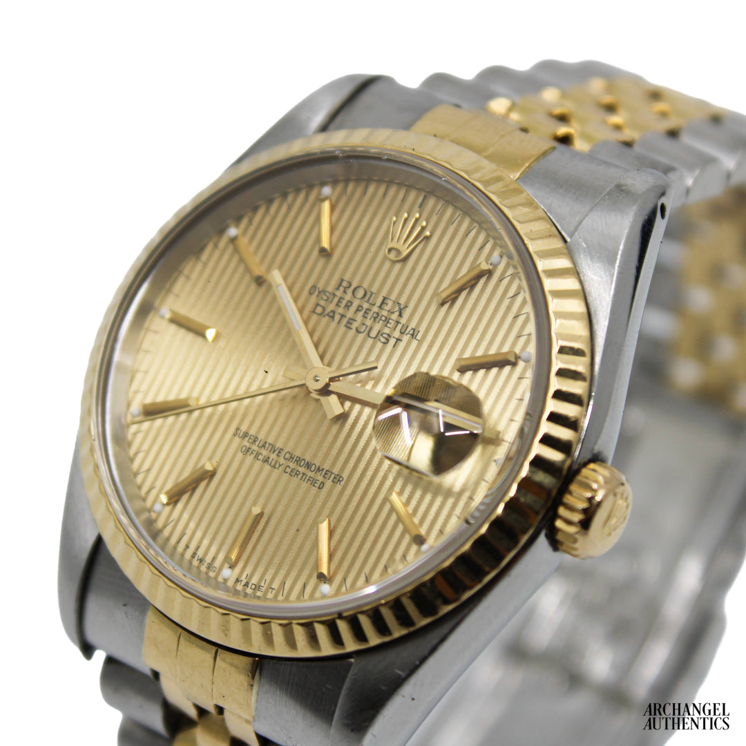 Rolex Datejust 36 Two-Tone | C. 1993 | Box & Papers | Ref. 16233 | Champagne Tapestry Dial