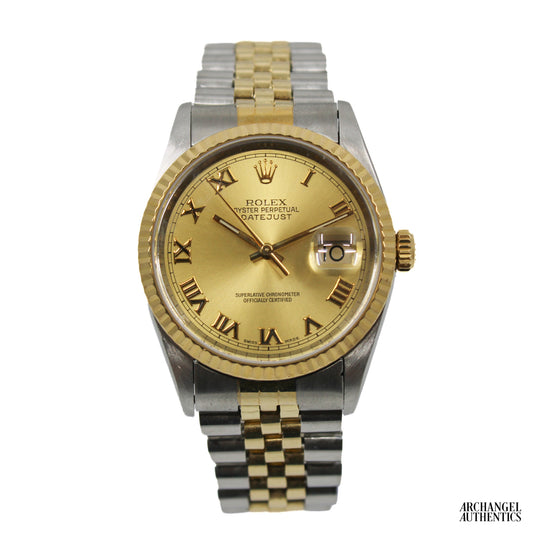 Rolex Datejust 36 Two-Tone | C. 2000 | Box & Papers 2001 | Ref.	16233 | Champagne Roman Dial