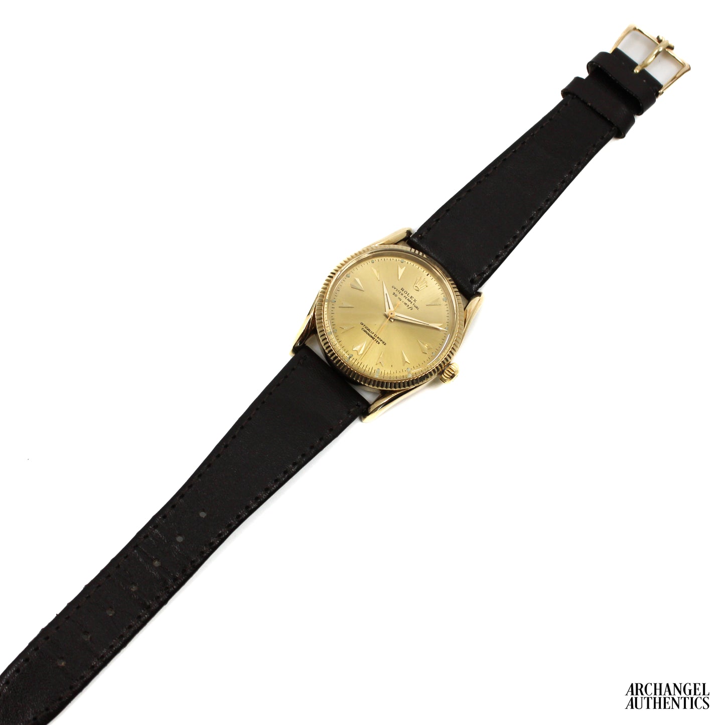 Rolex Oyster Perpetual | 34mm | Solid 14k Yellow Gold | Bombay Lugs | Ref. 6593 | C. 1950s | Fresh Service!