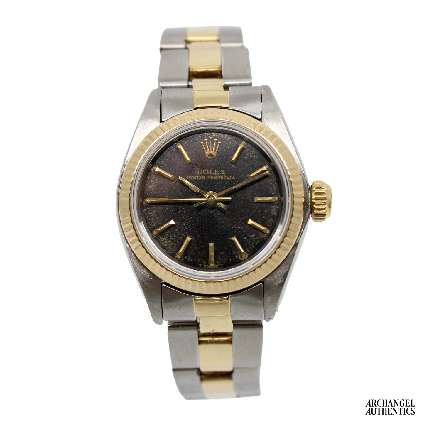 Rolex Oyster Perpetual 26 mm | Two-Tone Black Dial Patina | c. 1982 | Ref. 6719