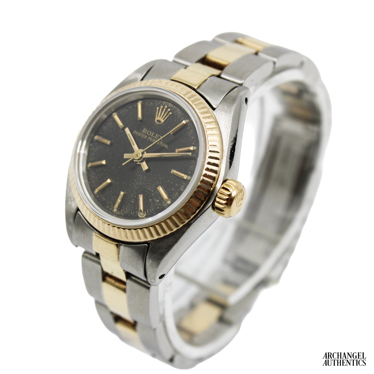 Rolex Oyster Perpetual 26 mm | Two-Tone Black Dial Patina | c. 1982 | Ref. 6719