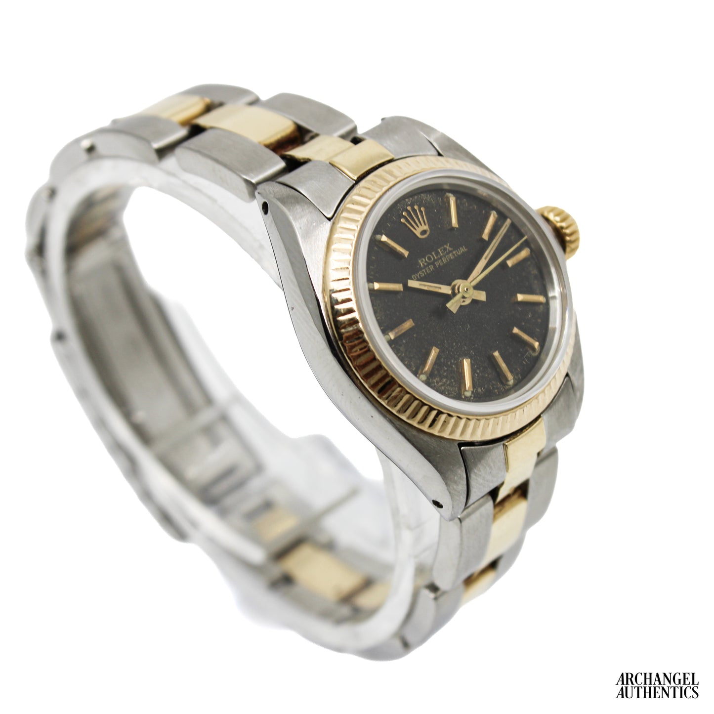 Rolex Oyster Perpetual 26 mm | Two-Tone Black Dial Patina | c. 1982 | Ref. 6719