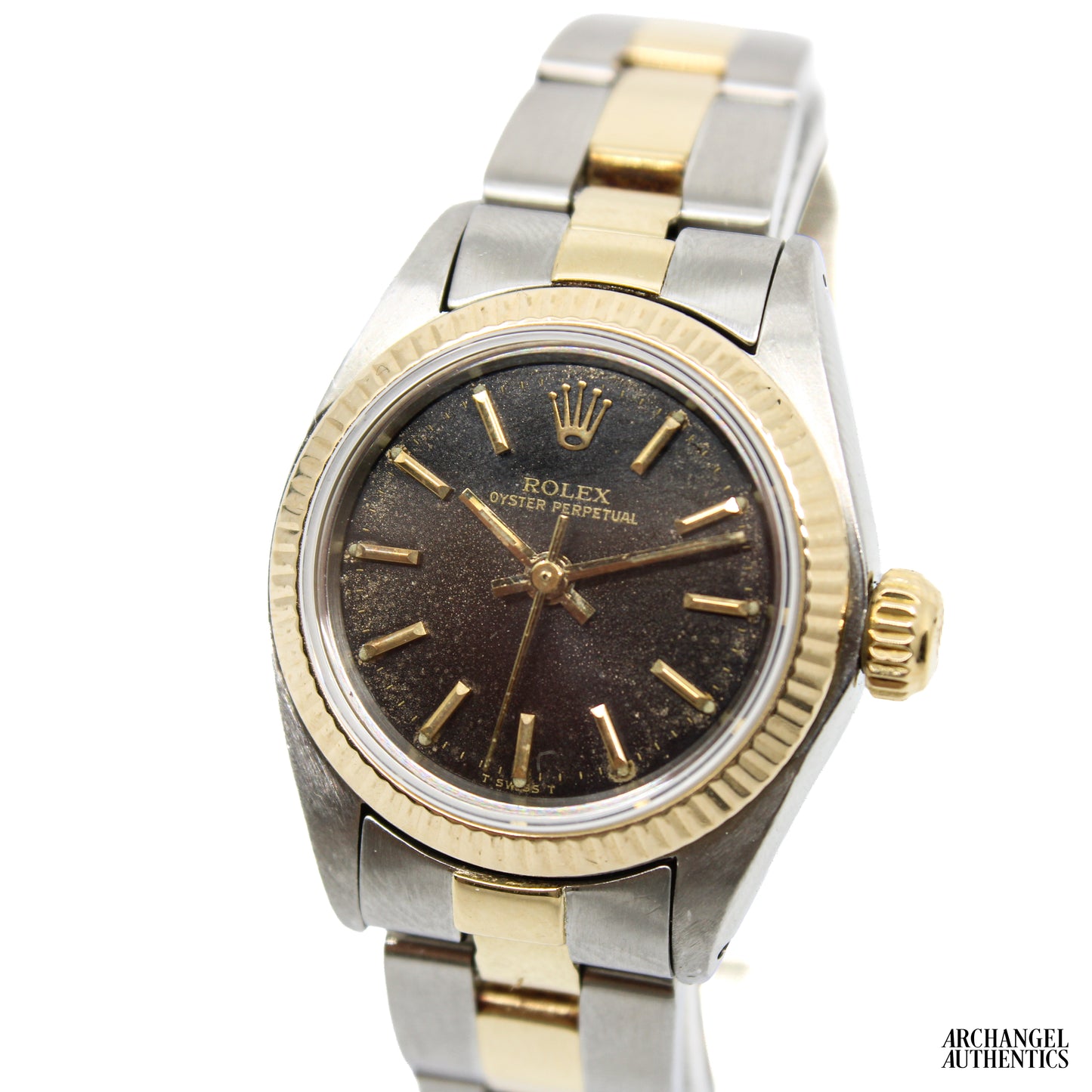 Rolex Oyster Perpetual 26 mm | Two-Tone Black Dial Patina | c. 1982 | Ref. 6719