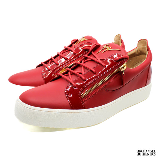 Giuseppe Zanotti Two-Tone Leather Low-Top Platform Sneakers Red