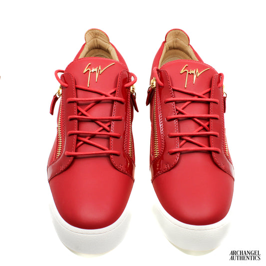Giuseppe Zanotti Two-Tone Leather Low-Top Platform Sneakers Red