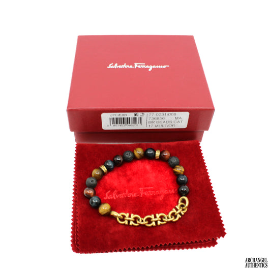 Salvatore Ferragamo Elastic Bead and Chain Bracelet