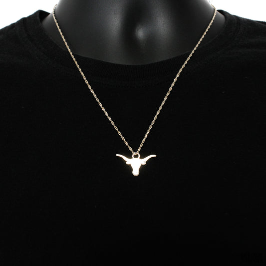 Sterling Silver Diamond Cut Rope Chain w/ Longhorn Pendant