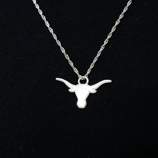 Sterling Silver Diamond Cut Rope Chain w/ Longhorn Pendant