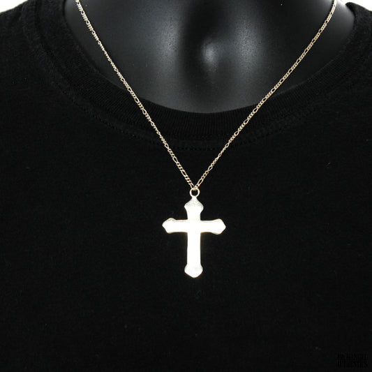 Sterling Silver Figaro Chain w/ Cross Pendant