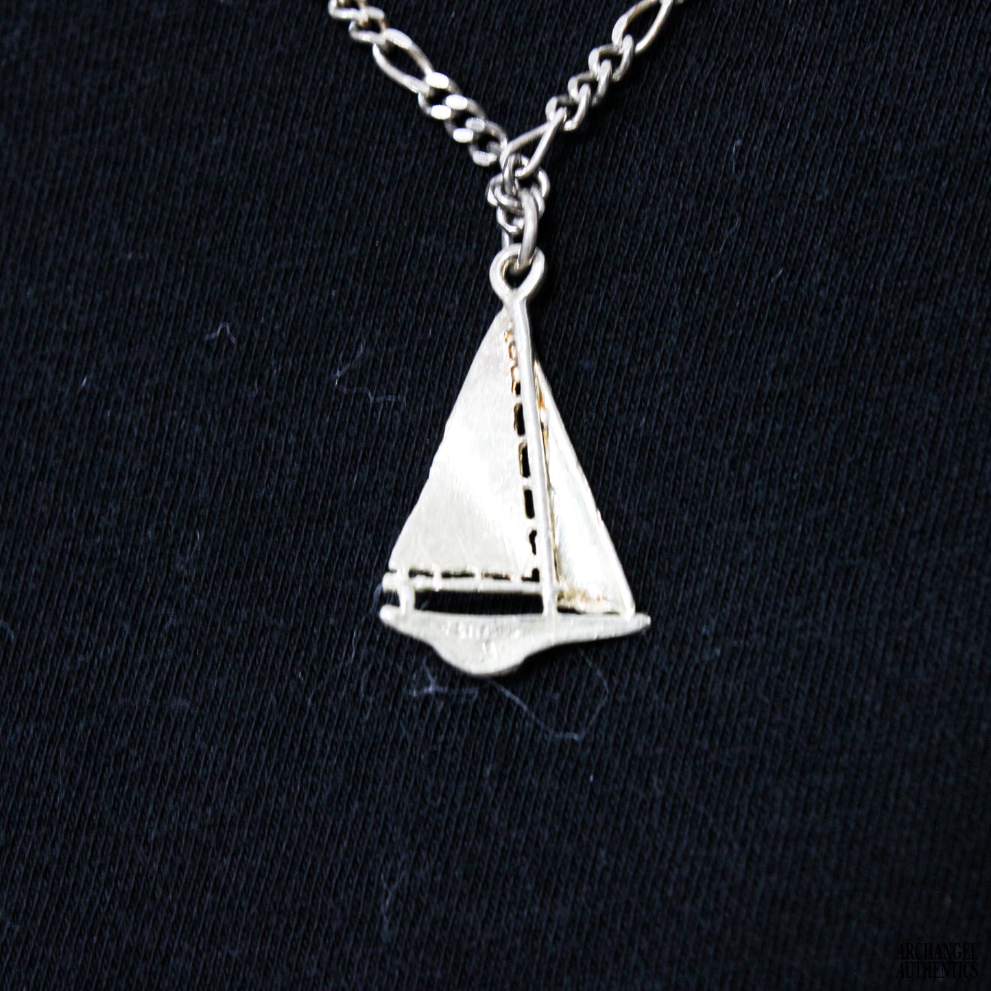 Sterling Silver Figaro Chain with Sailboat Pendant