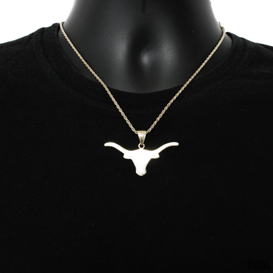 Sterling Silver Rope Chain w/ Longhorn Pendant Large