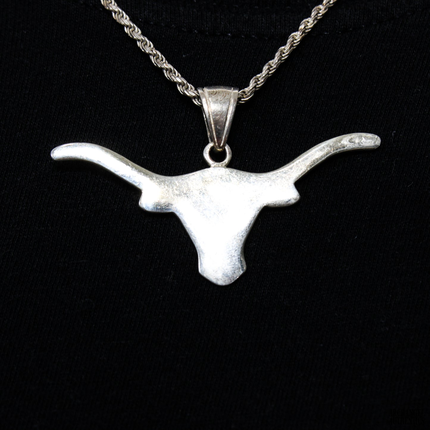 Sterling Silver Rope Chain w/ Longhorn Pendant Large