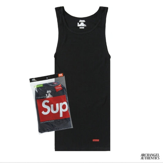 Supreme Black Hanes Tanks Black