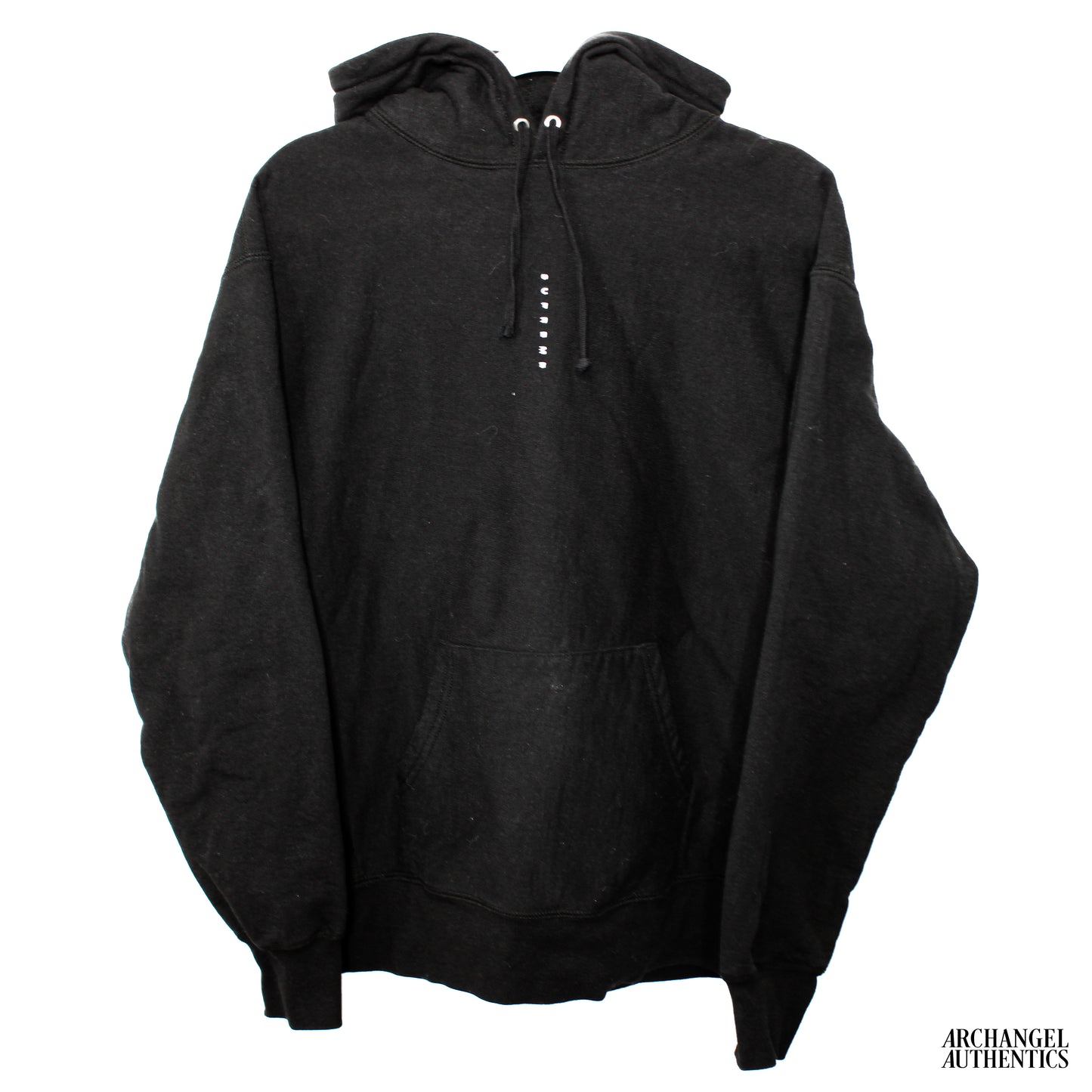 Supreme Small Center Vertical Logo Hoodie Black Black