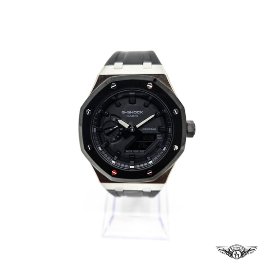 Casio G-Shock GA2100 Black Bezel "CasiOak" Stainless Steel/Rubber Mod 4th Gen