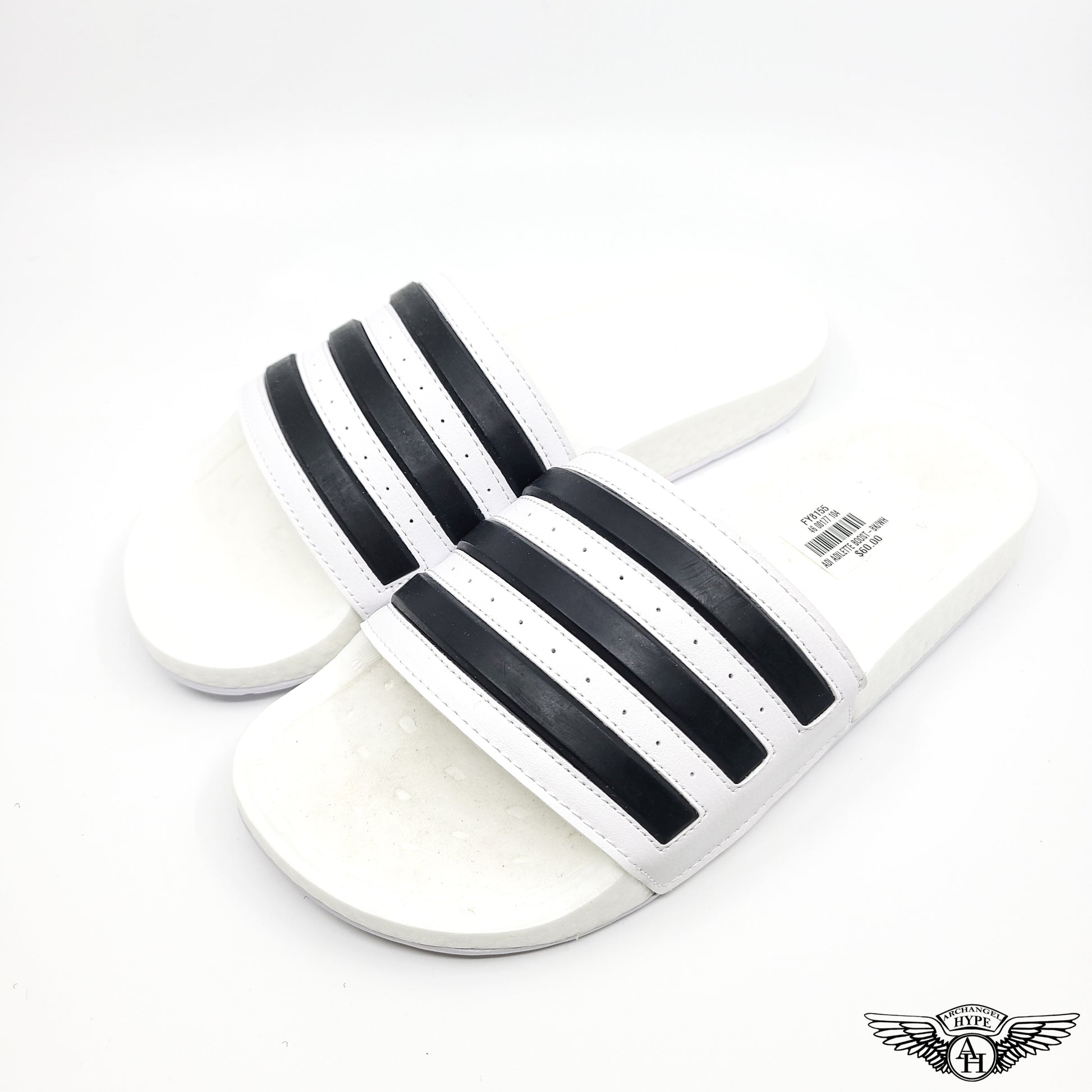 S1726 Adidas Adilette Boost Slides White Black Stripes FY8155 (1).jpg