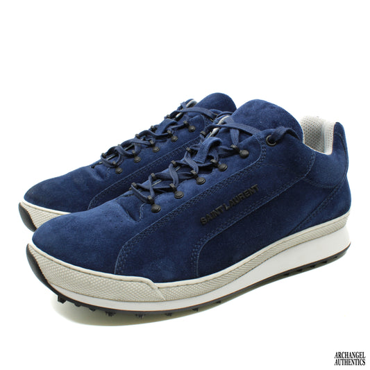 Saint Laurent Jump Low Sneaker Gamuza Azul
